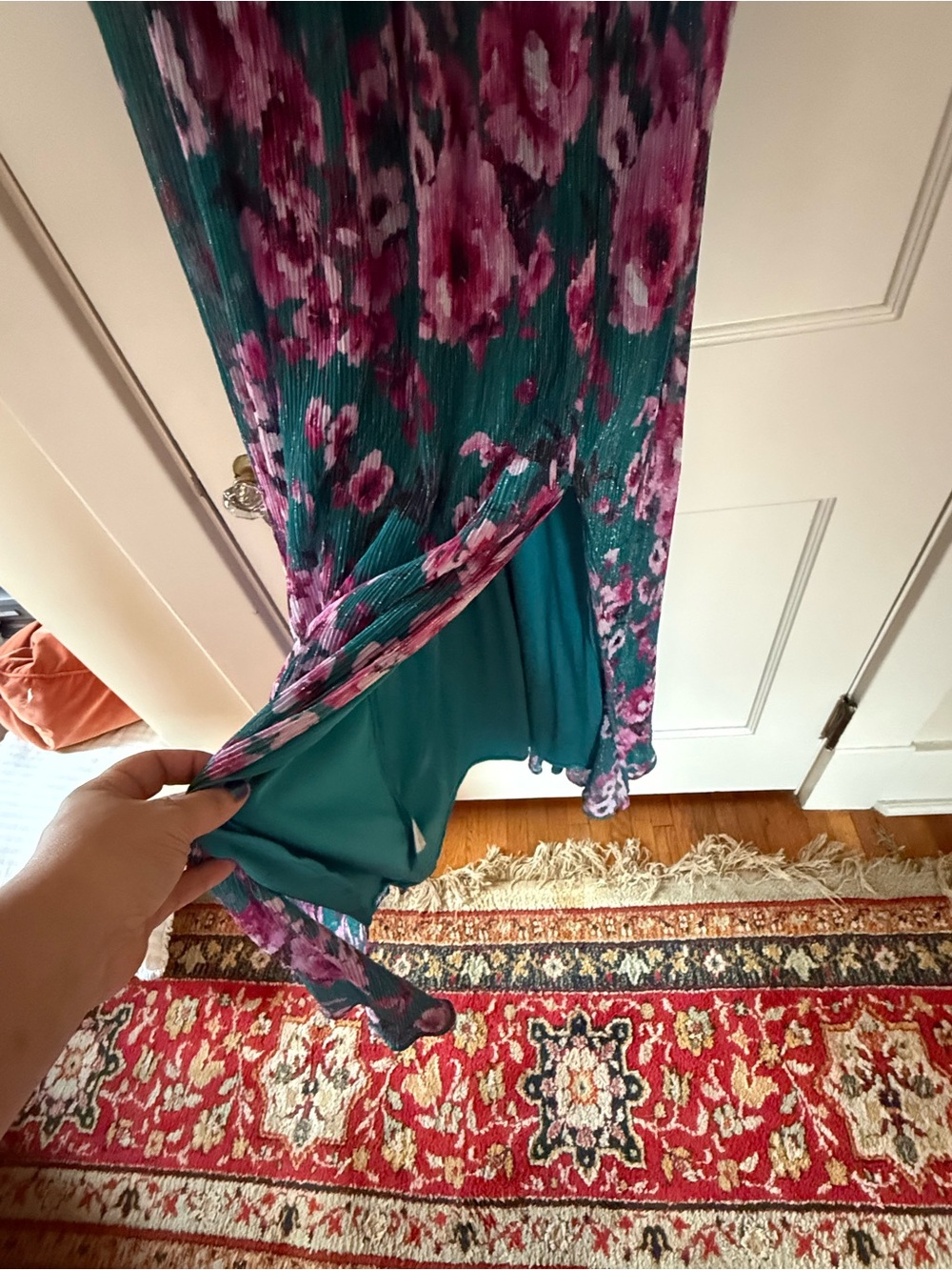 Night Way Collections Teal and Purple Floral Maxi Dress - Picture 4 of 4